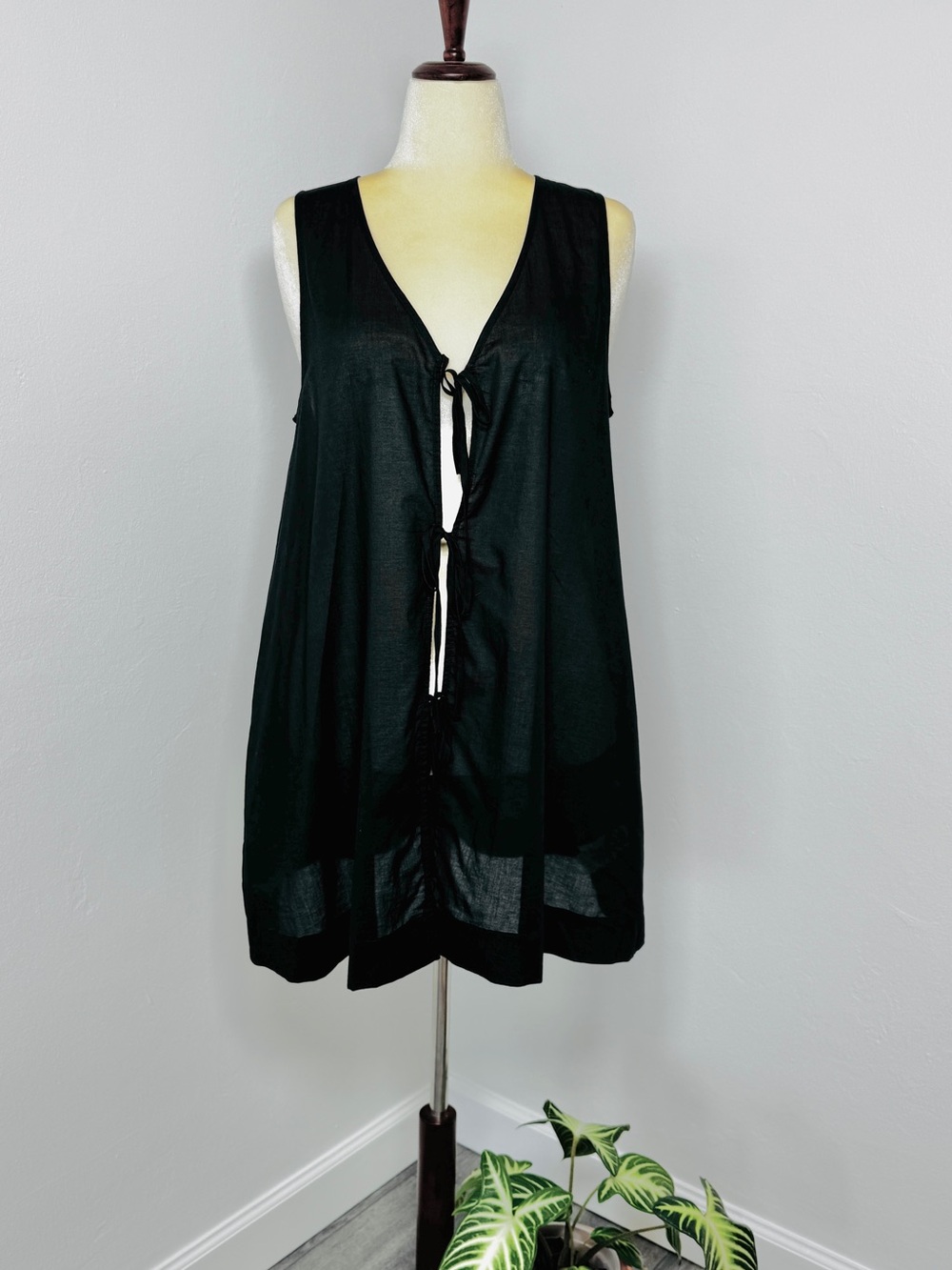 J. Crew - Black Tie-Front Swim Coverup